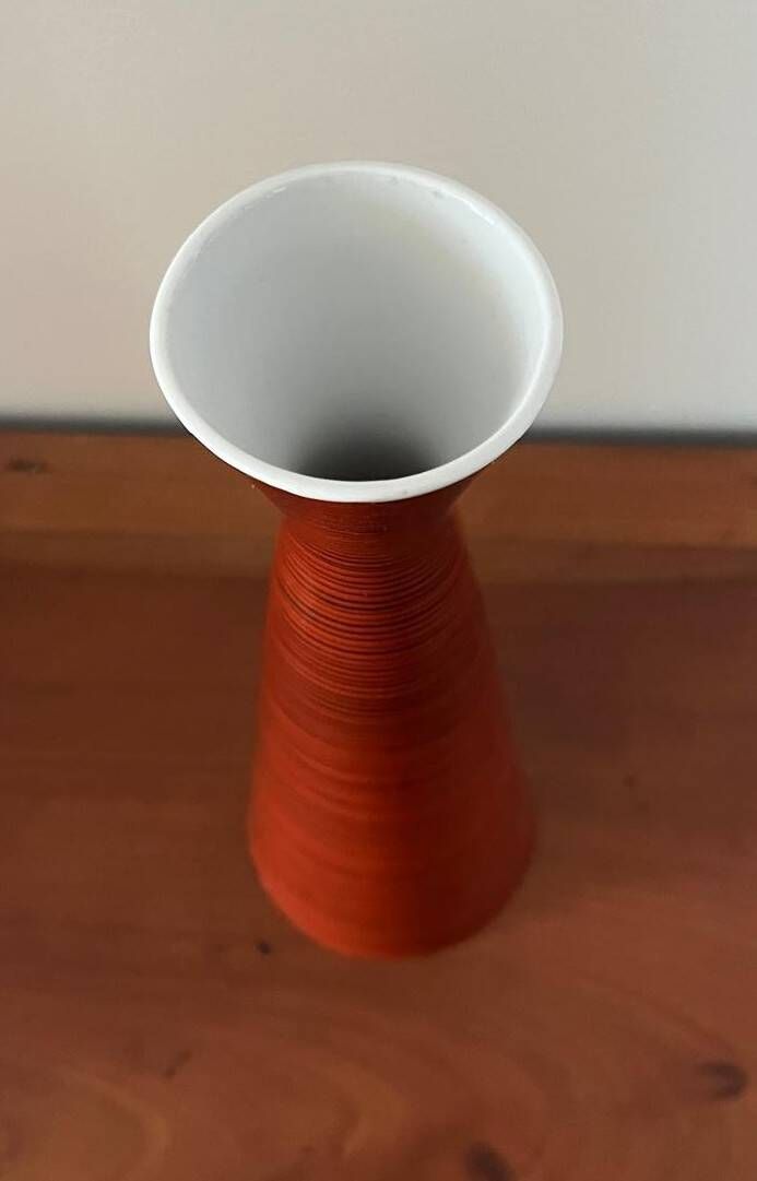 Vintage striped red vase (1950-1970) by the Metzler & Ortloff factory.