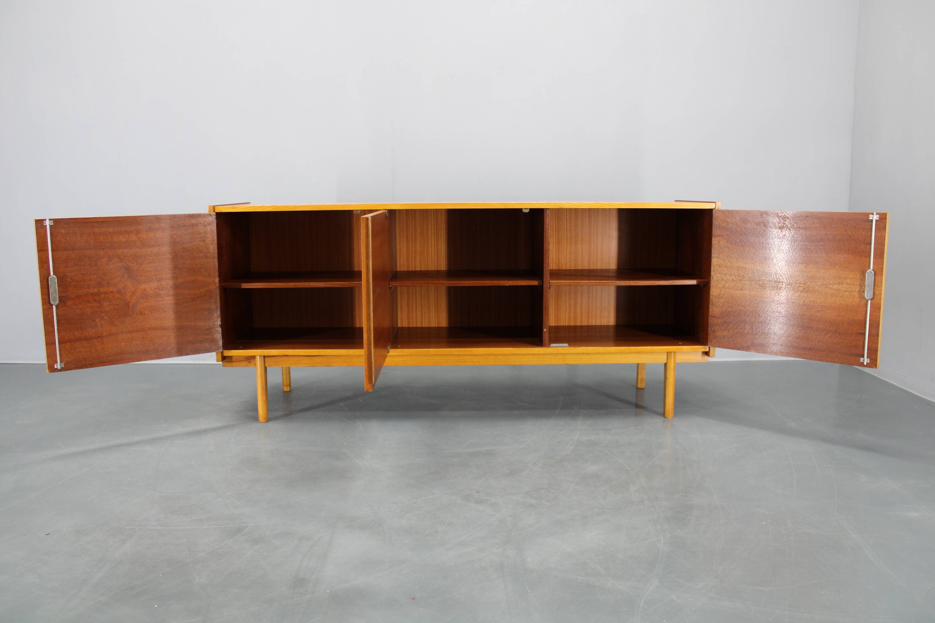 1960s Czechoslovakian maple veneer sideboard, high gloss finish