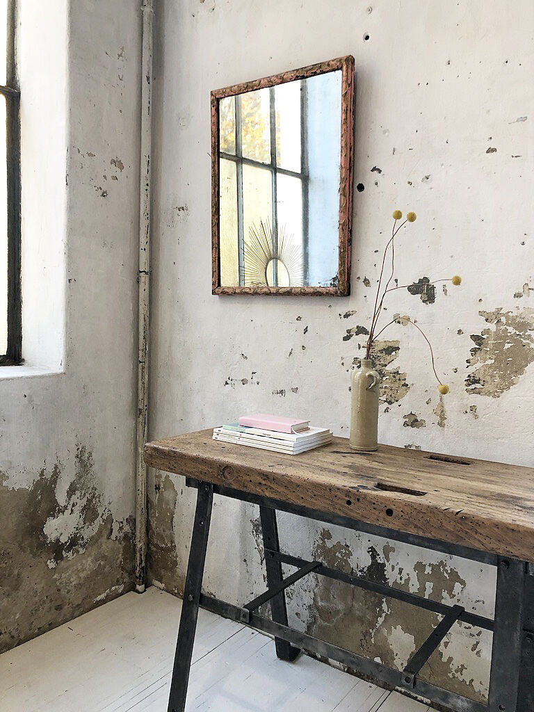 Pink patinated mirror 19th 54x70cm