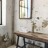 Pink patinated mirror 19th 54x70cm