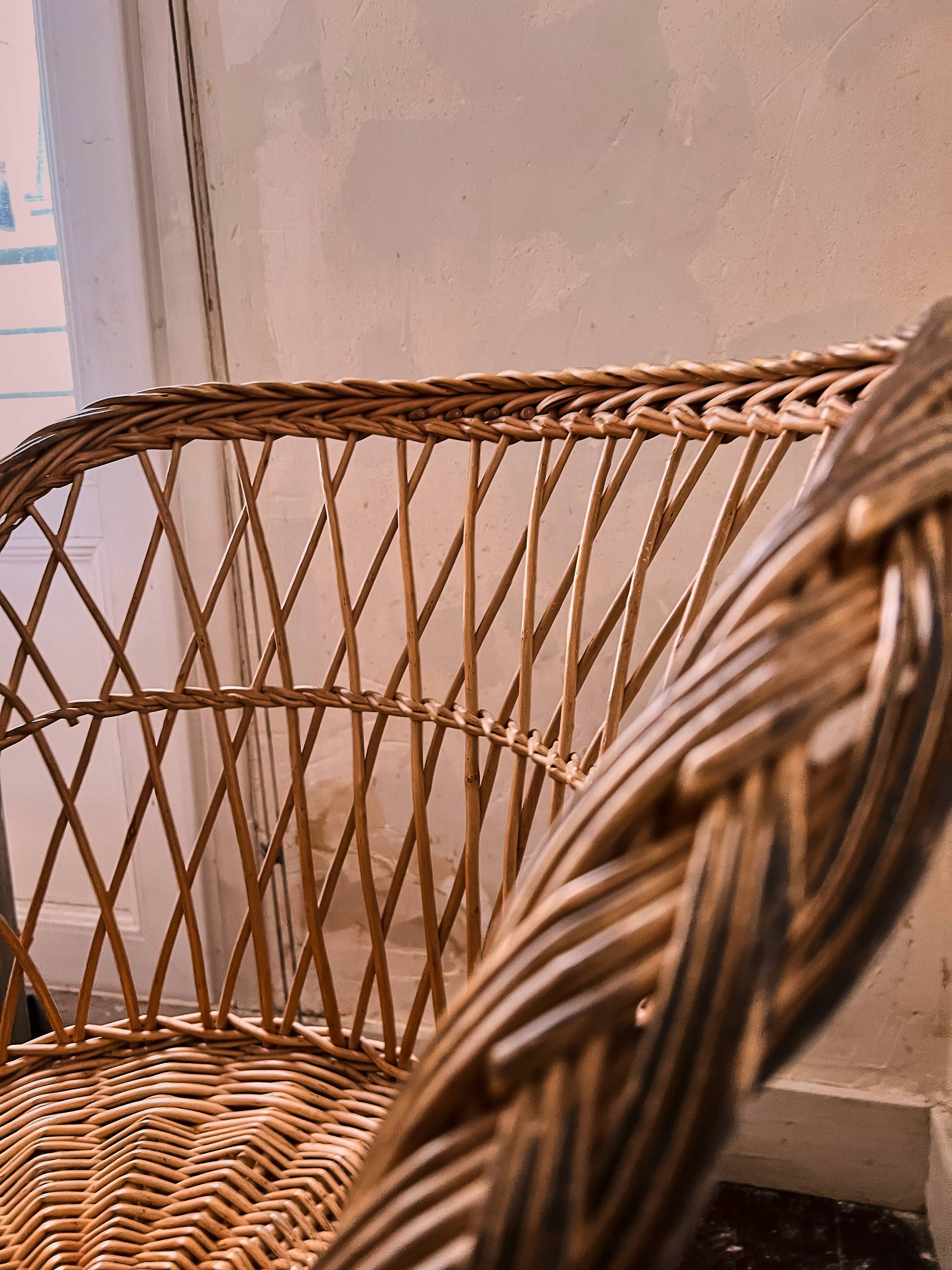 Old Emmanuelle Style Rattan Armchair Late 19th Century