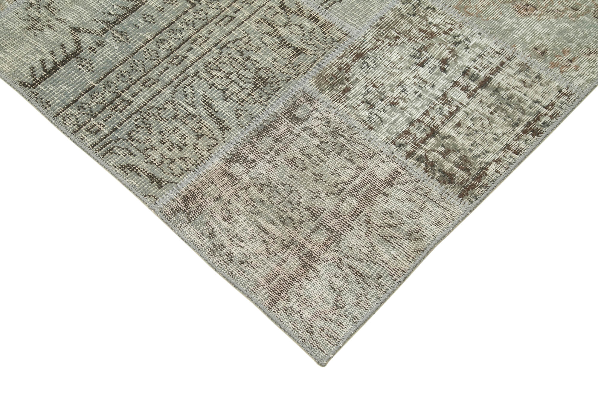 Handwoven Oriental Vintage 168 cm x 242 cm Grey Patchwork Rug