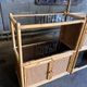 Bookcase, cannage in 3 modules and smoked glass trays - 70s