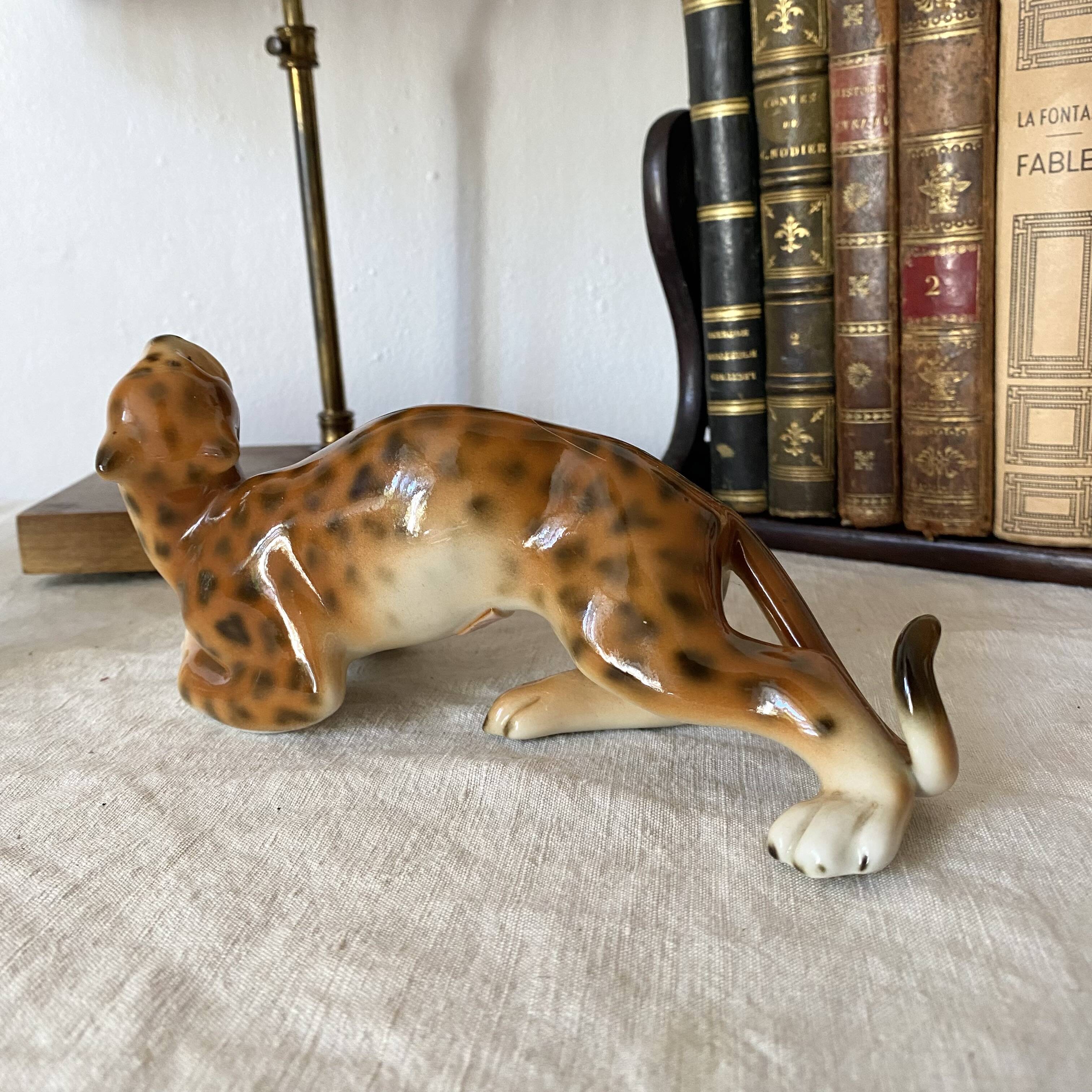 Vintage Royal Dux Figurine – Porcelain Cheetah – 21 cm