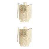 Pair of Contemporary Hammered Strips ”Listelli” Murano Glass Chromed Wall Sconces by Simoeng