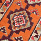 3x10 Kilim Soft Orange Decorative Hall Kilim Rug, 84x304Cm
