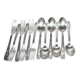 Set of 6 silver-plated Art Deco table spoons and 6 forks ARGENTAL near Boreal 21cm