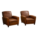 Pair of leather club armchairs – Mid-20th century
