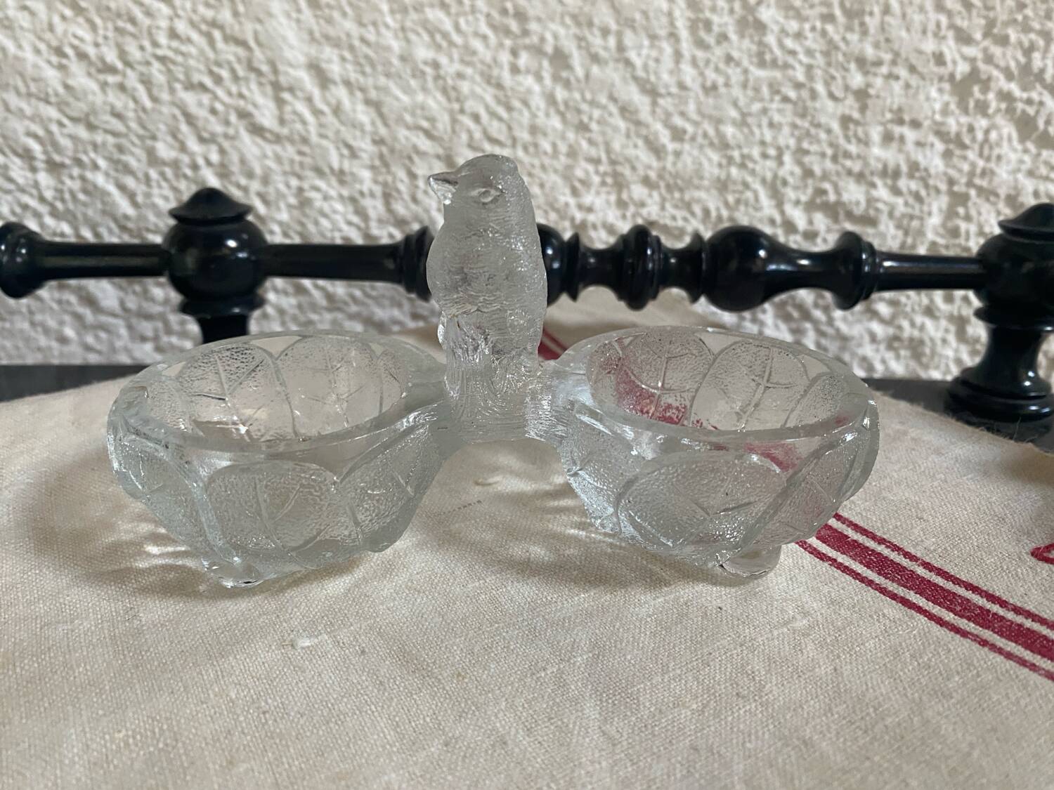 Antique pressed molded glass salt cellar
