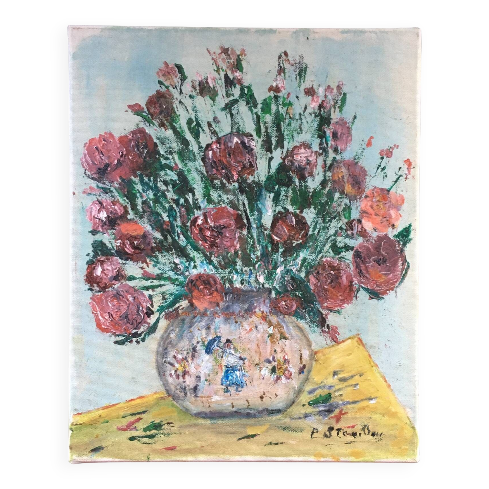 Red bouquet painting