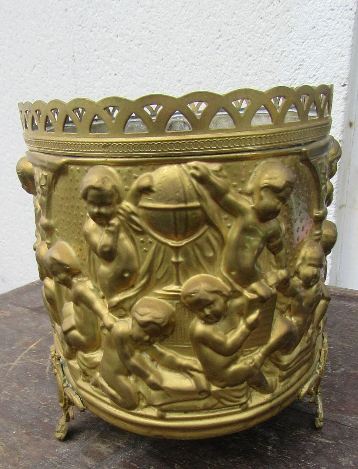 Jardinière laiton avec son bac en zinc