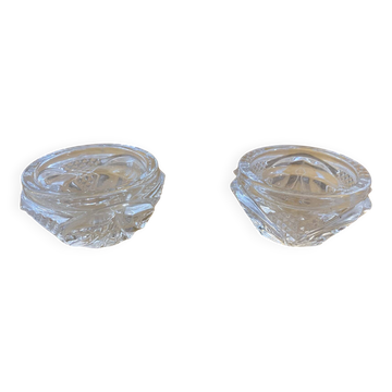 Pair of Antique Candle Holders CRISTAL D’ARQUES Cut Crystal France Vintage
