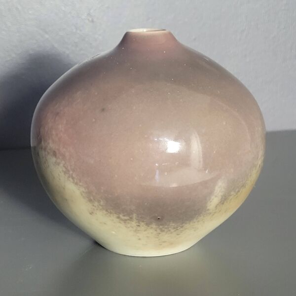 Fance Franck vase boule céramique émaillée brun