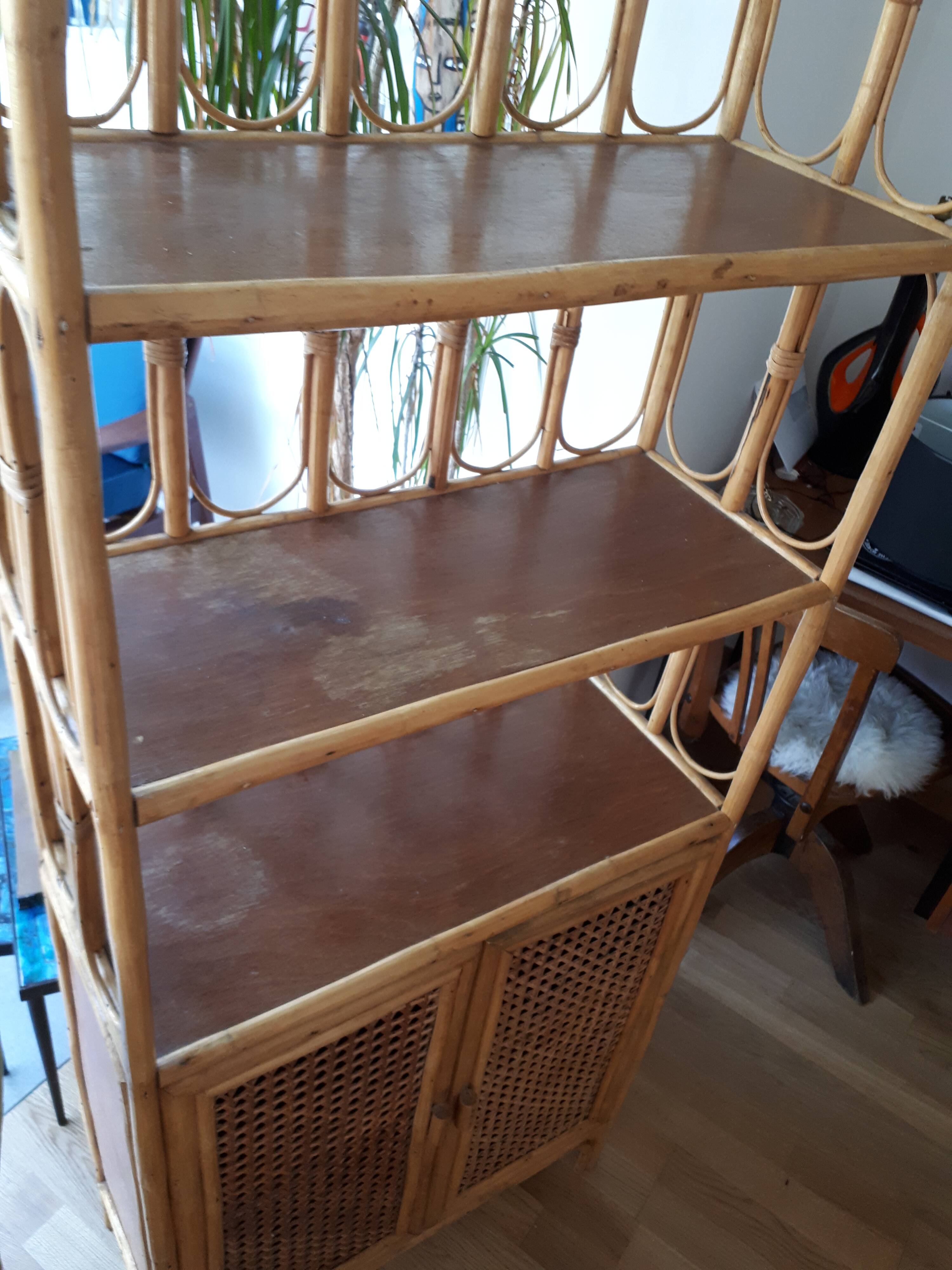 Furniture shelves rattan 60s