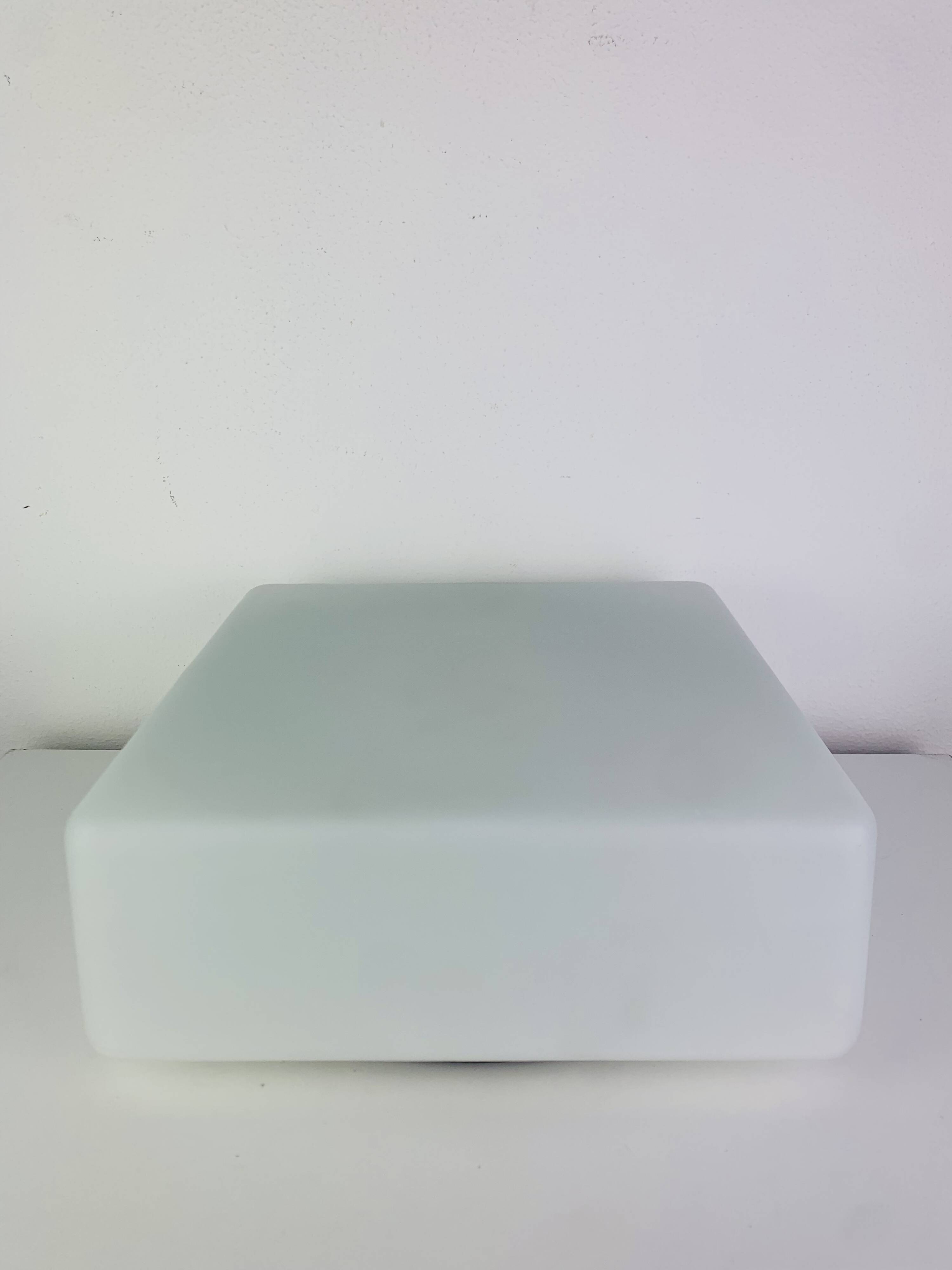 XL square opaline wall light, 1960s, vintage, ceiling light