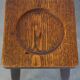 Antique English solid oak stool with a touch of art nouveau style