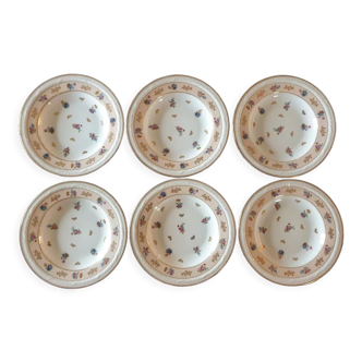 Raynaud et Cie série de 6 assiettes creuses en porcelaine de Limoges