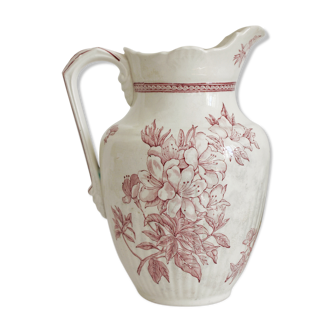 Antique clay pitcher toilet pitcher floral pink décor