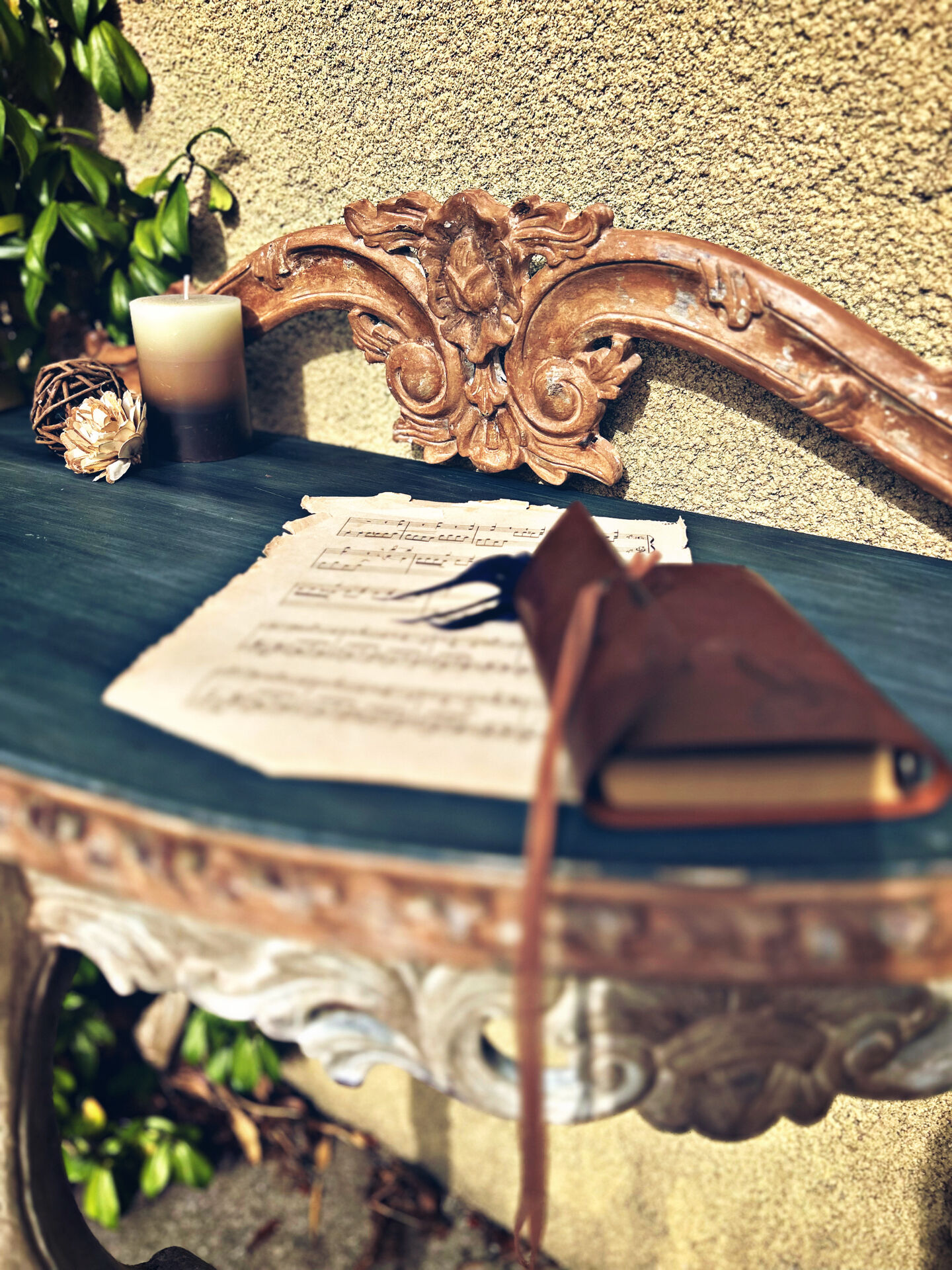 Antique patinated console