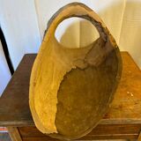Antique Carved Wood Basket Vintage #C622