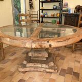 Table ronde bois et verre