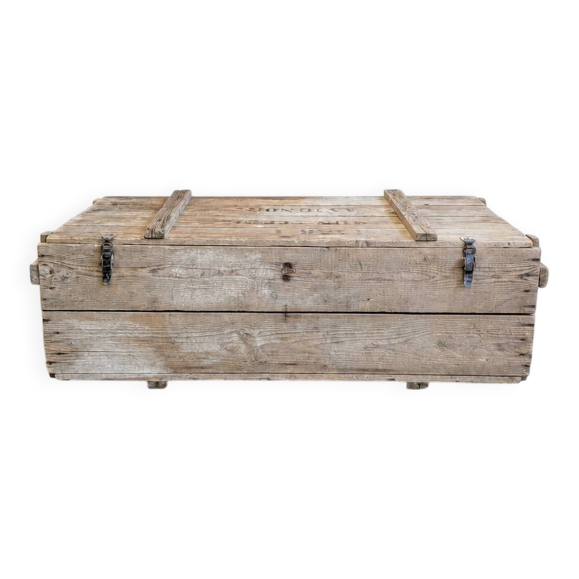 Antique patinated wooden chest – coffee table