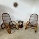 Set of 2 rattan lounge chairs armchairs Italian design from the 60s vintage rattan