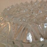 Structured glass round ceiling lamp / vintage 60s-70s