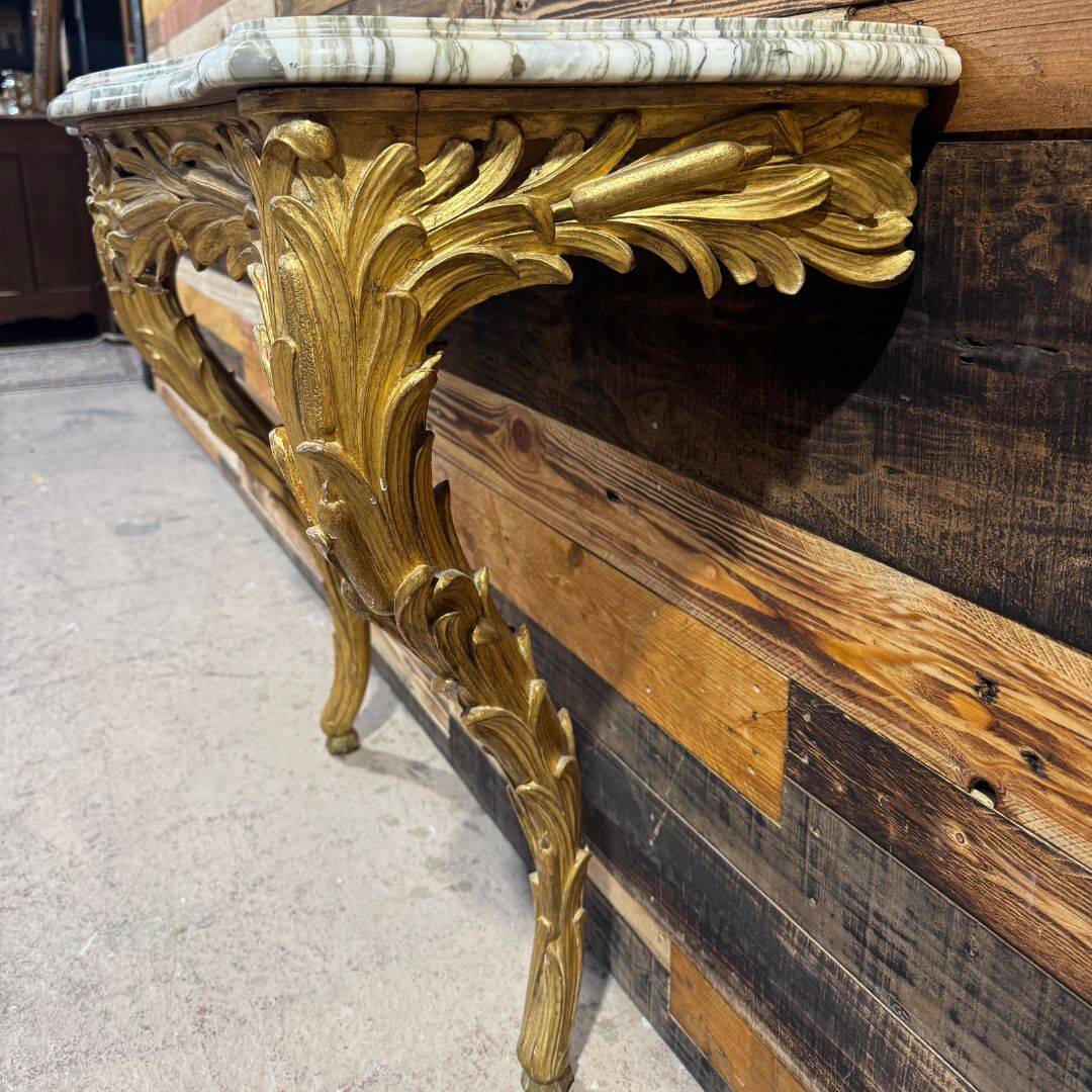 Gilded wooden console table – 1960s
