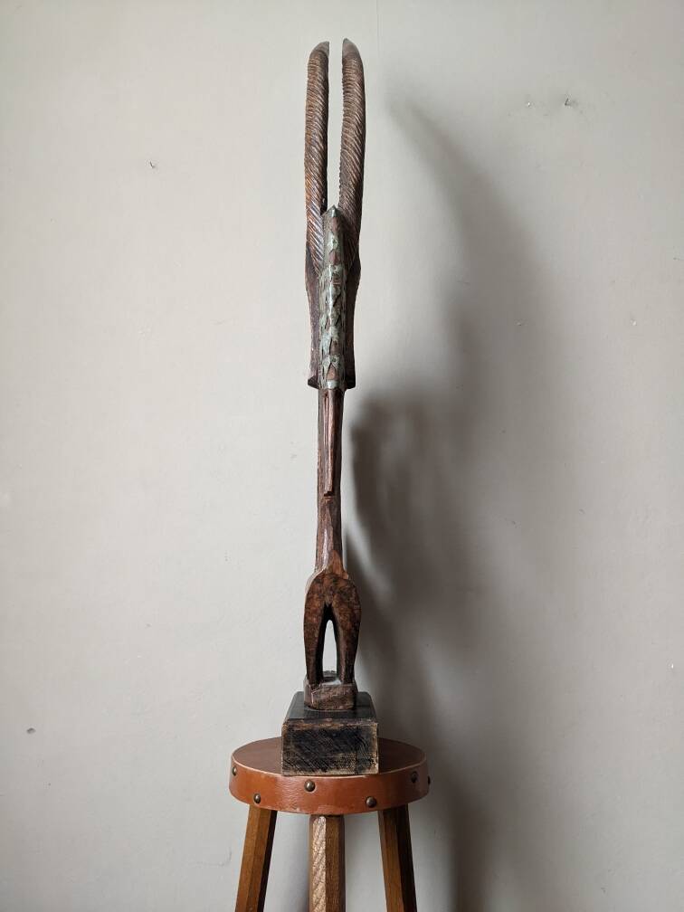 African art oryx wooden handcrafted sculpture ethnic tribal decoration