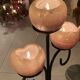 3-candle candlestick holders in black cast iron, renaissance style reproduction