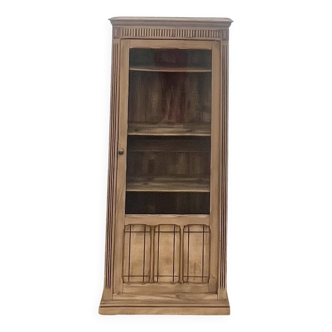 Armoire parisienne vitrée  ancienne en bois brut