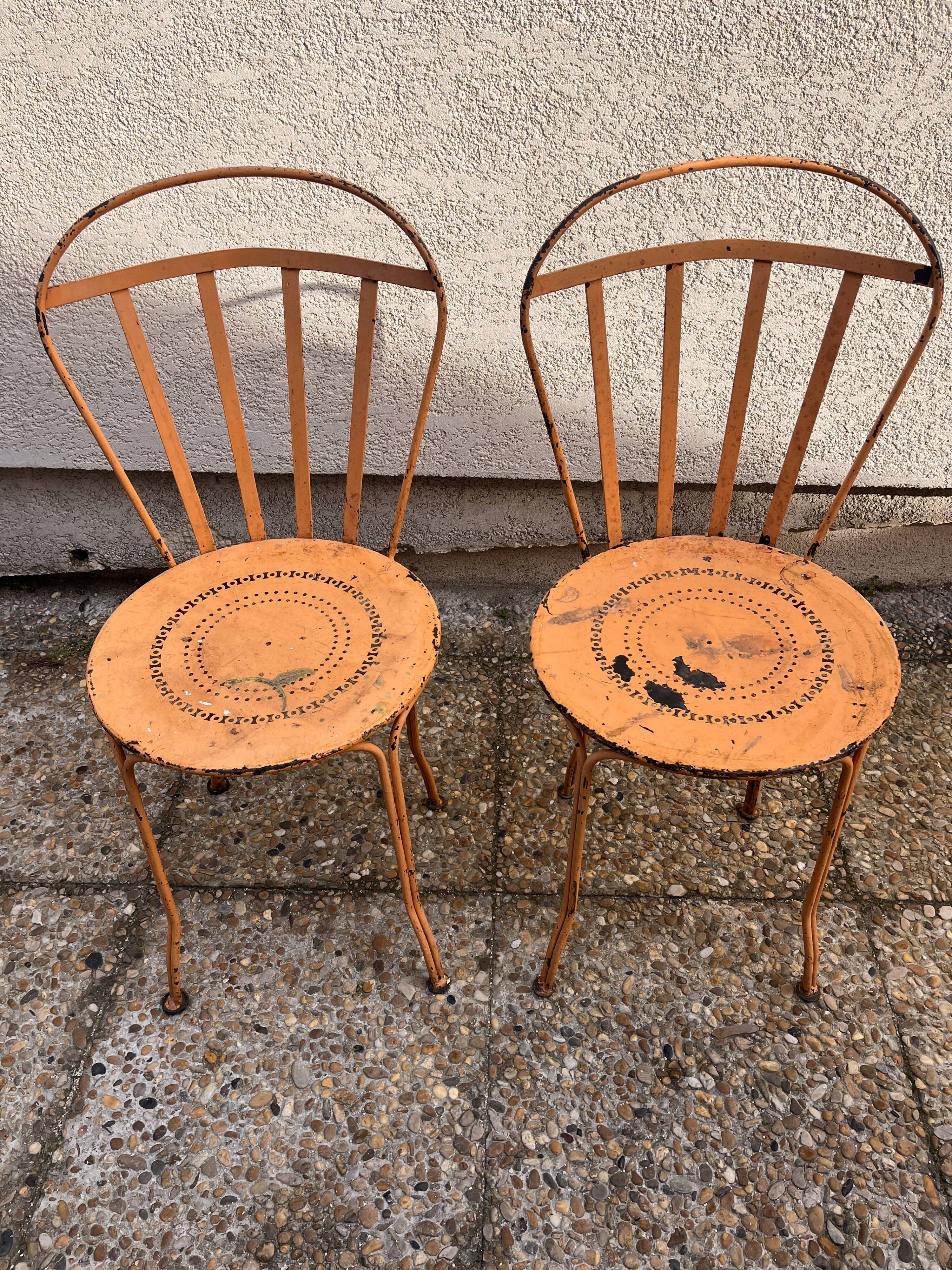 2 chaises montgolfière de jardin vintage