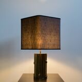 POLISHED/FROSTED BRONZE LAMP MICHEL MANGEMATIN FRANCE 1960
