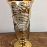 Glass vase with gold bird decoration
