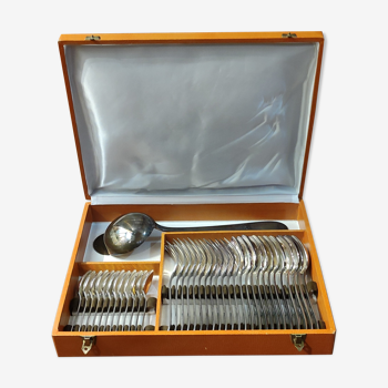 Old cutlery set 37 pieces, silver metal, Louis XVI décor