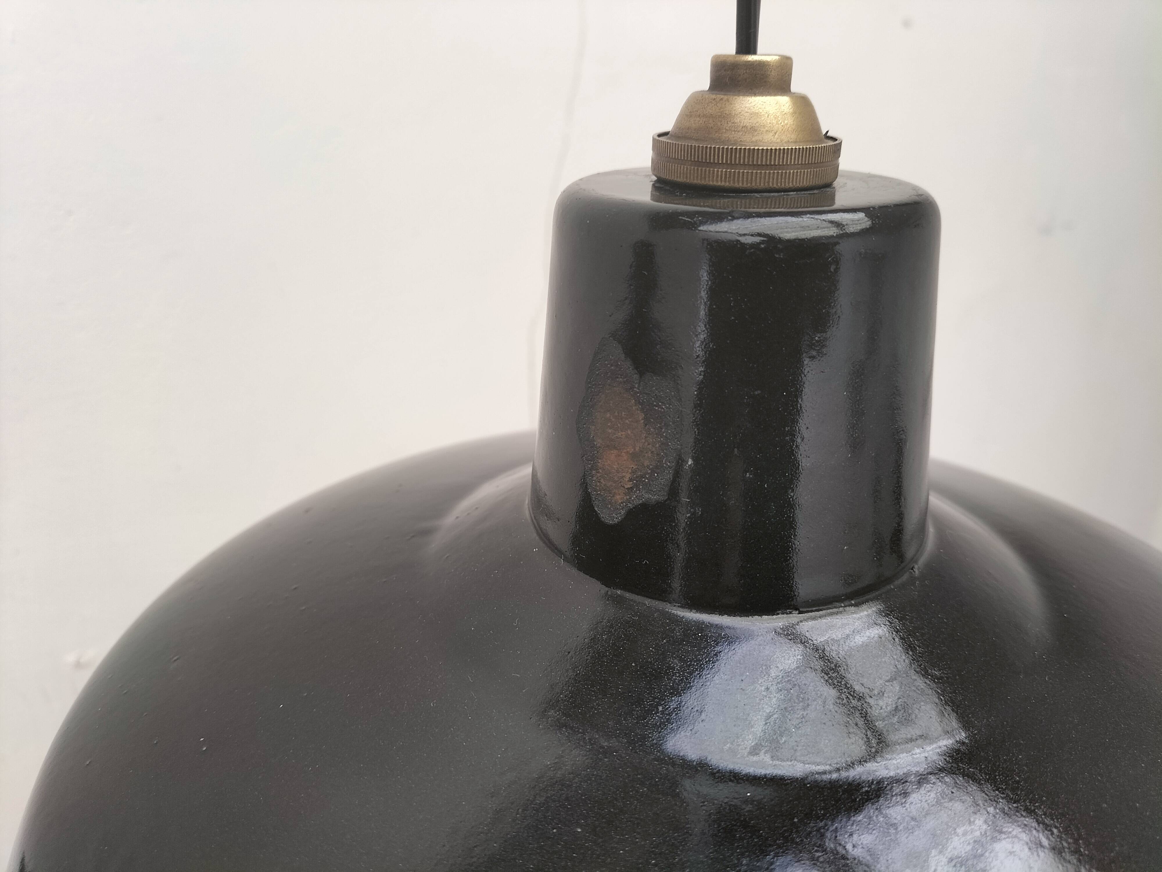 Enameled sheet metal pendant lights