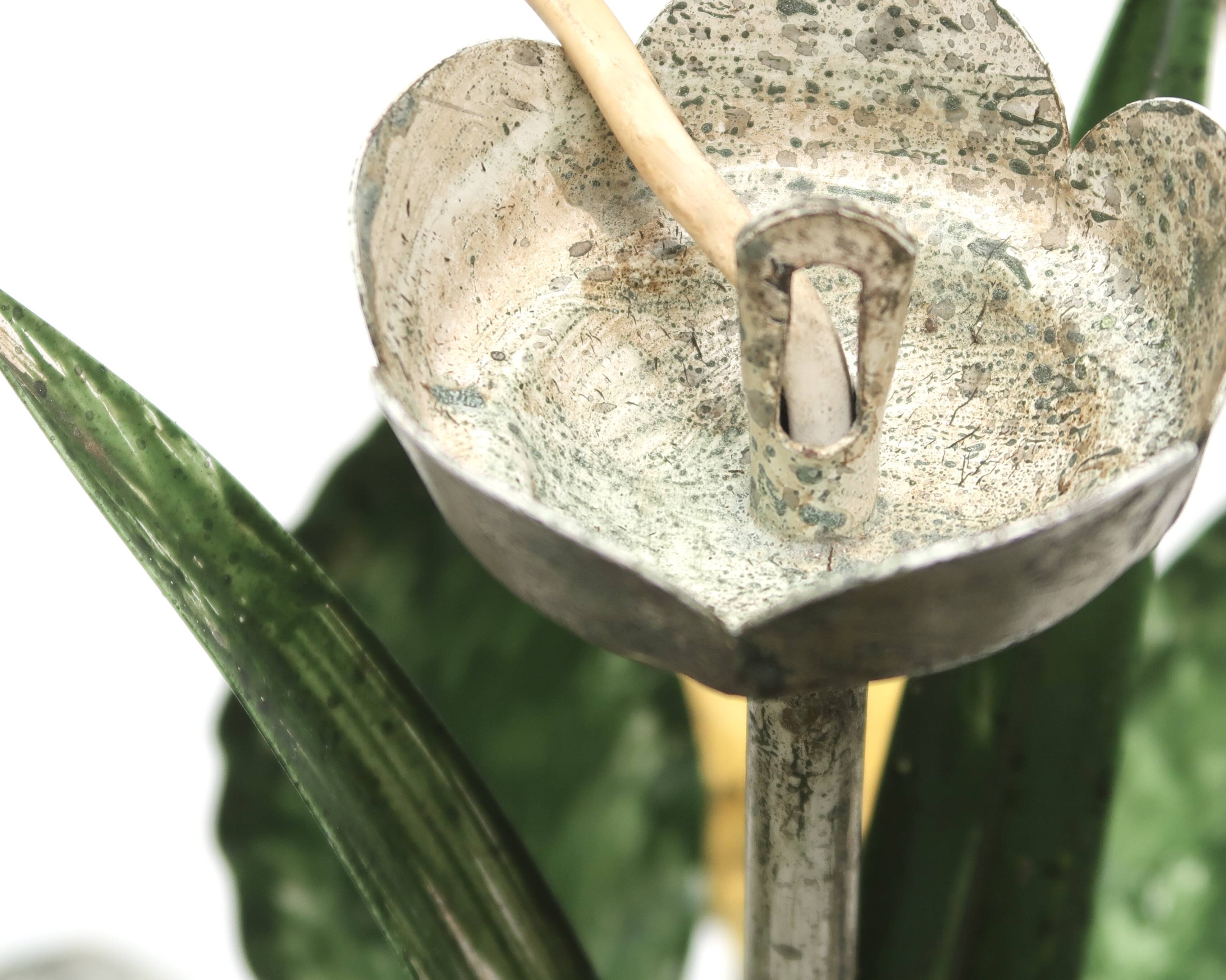 Floral chandelier with yellow flowers and green leaves, 90s