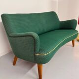 Ancien canapé haricot cocktail vert vintage design des années 50