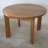 Round table in oiled solid elm House regain 1970