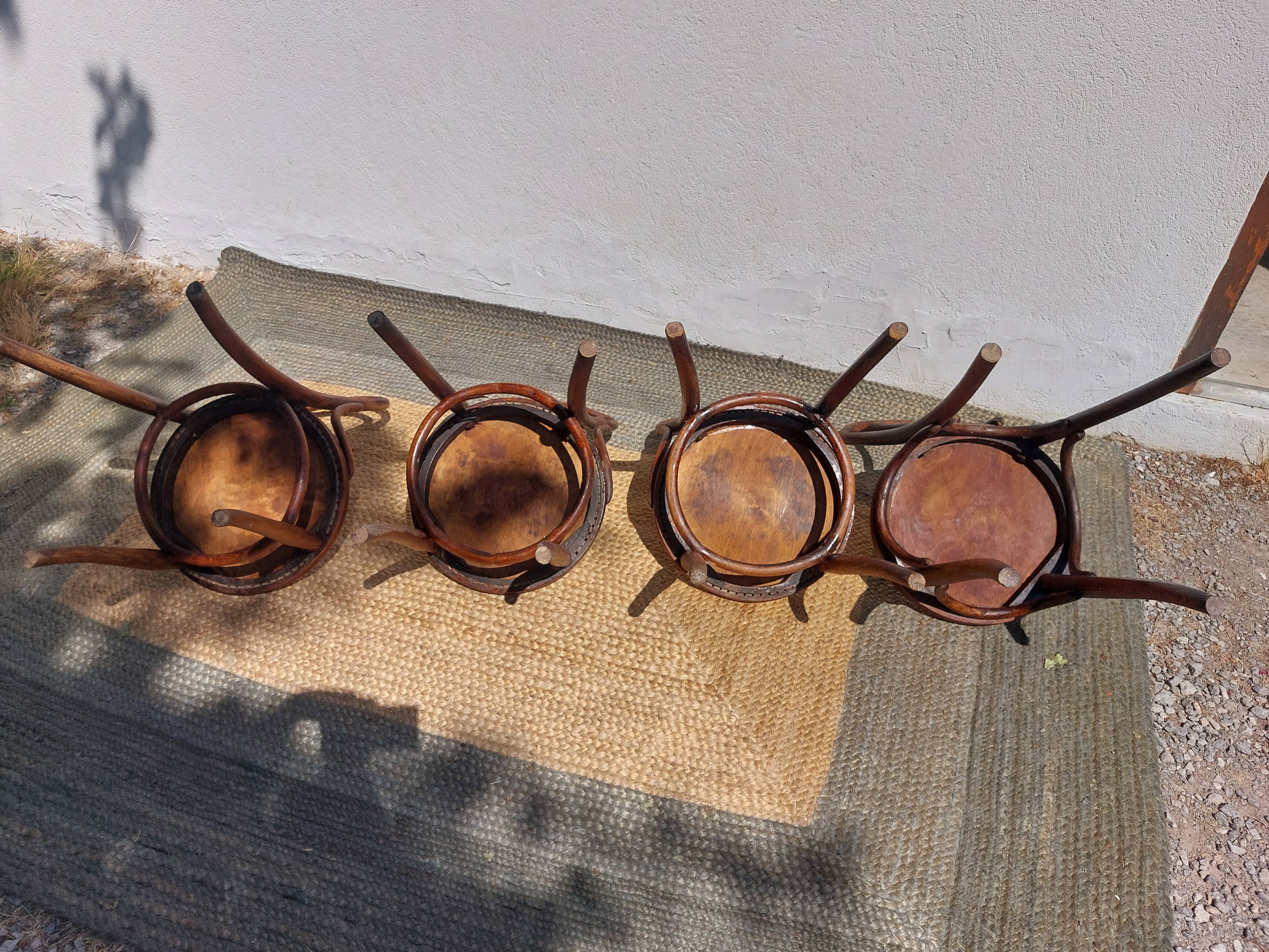 4 curved wooden bistro chairs