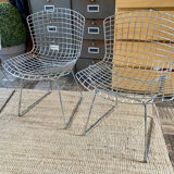 Pair of Harry Bertoia chair for Knoll vintage chrome steel 80s