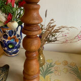 Sculptural Totem Candle Holder 40cm - Turned Solid Wood - 70s Spirit / Per