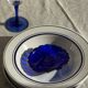 Coupelle coquille en verre bleu D10