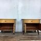 Paire de tables de nuit pieds compas chevet bout de canapé vintage ancien 1950 1960 rétro