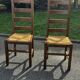 Paire de chaises en chêne et paille – années 50