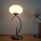 Pair of table lamps opal glass and chrome
