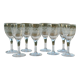 8 old white wine glasses engraved with a frieze late 19th early 20th