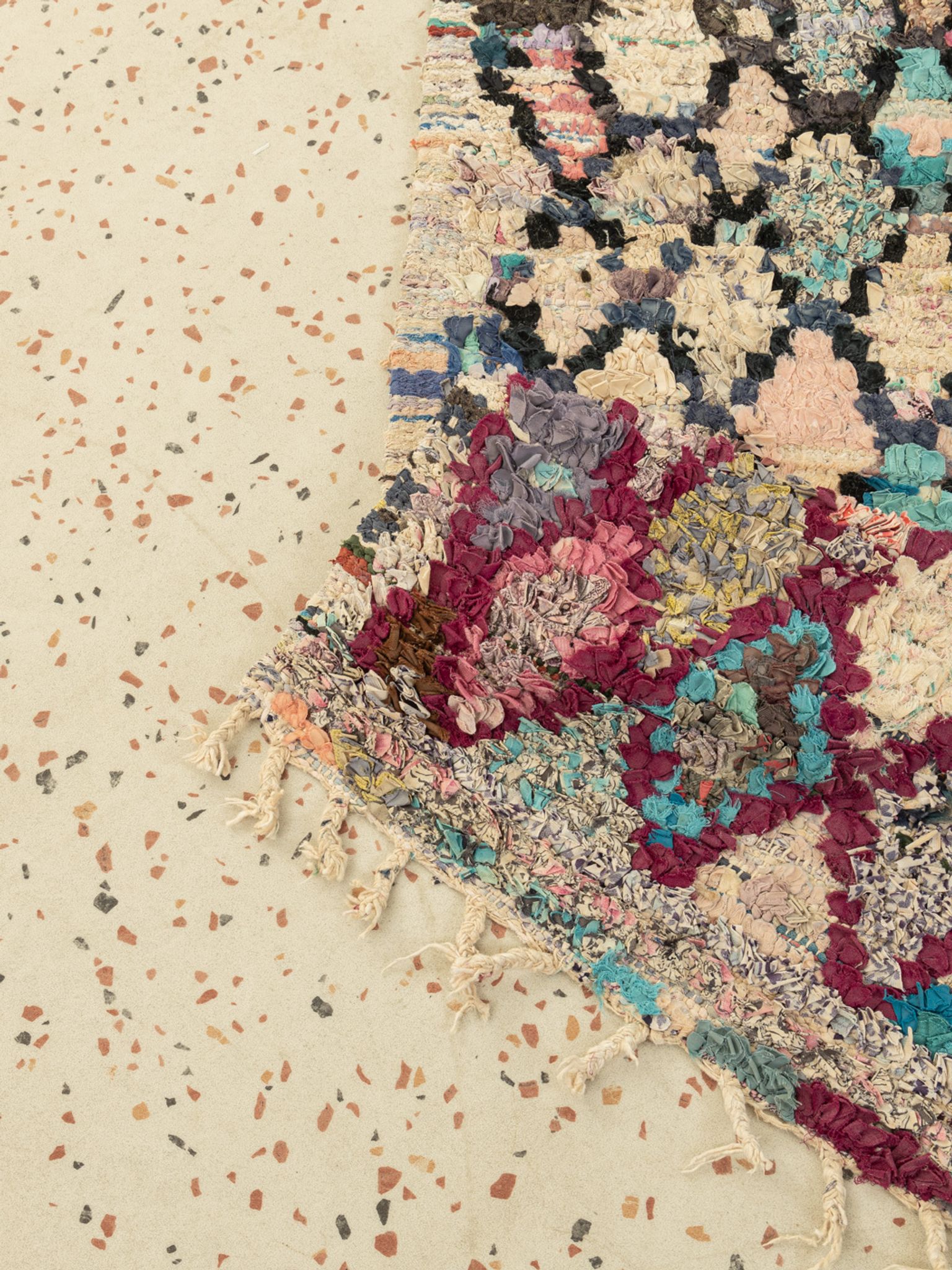 Tapis berbère, vintage boucherouite, 90 x 263