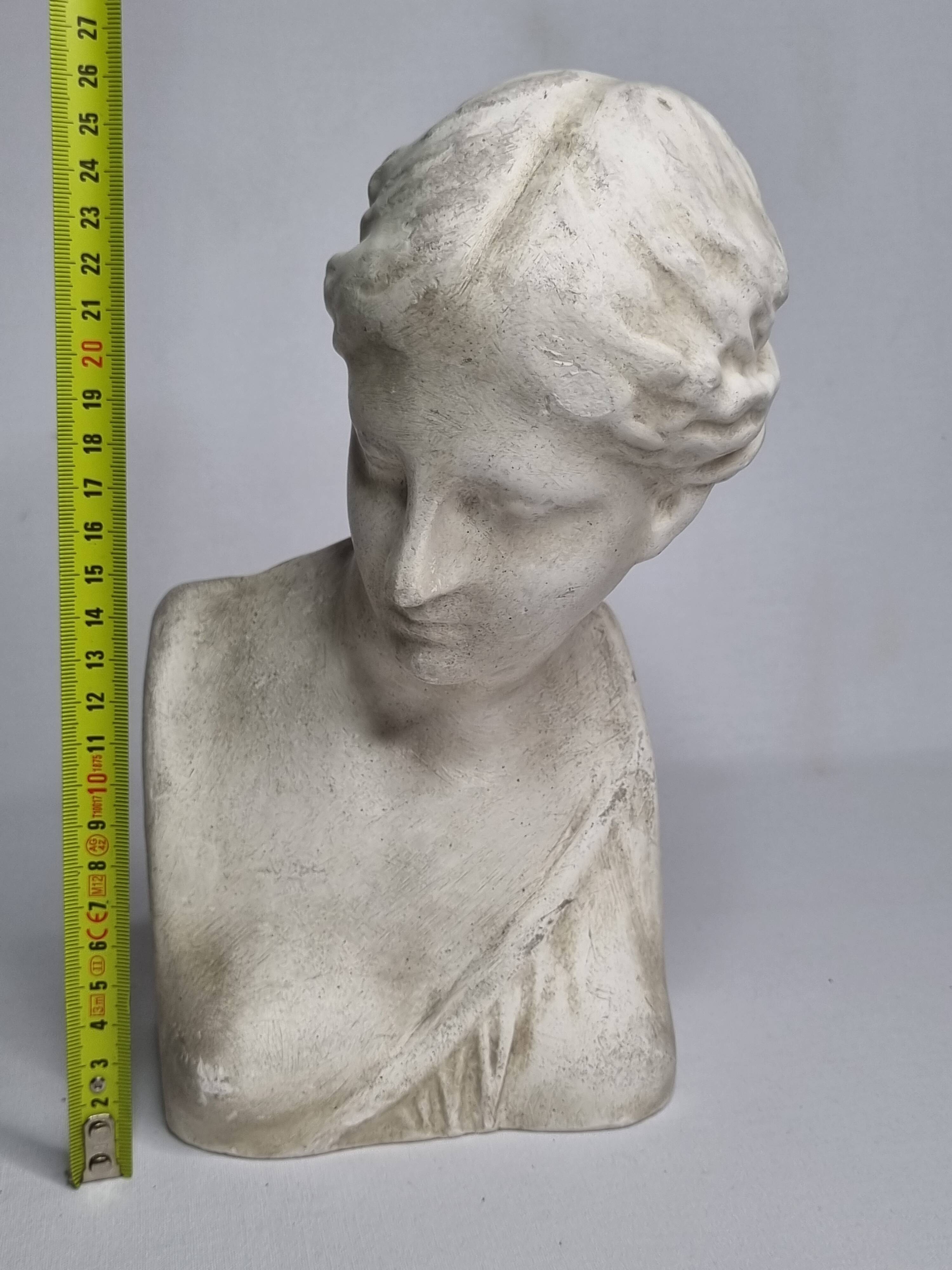 Antique goddess bust in patinated plaster, old, 27 cm